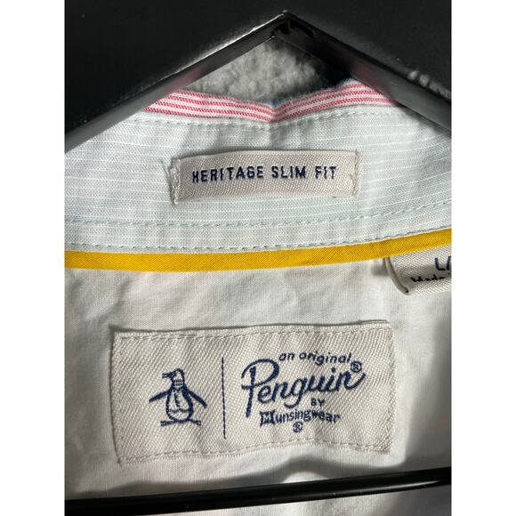 Original Penguin Heritage Slim Fit Striped Short Sleeve Button Shirt Men's Large - Picture 4 of 10